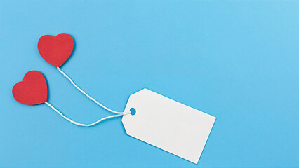 red hearts with a white tag attached