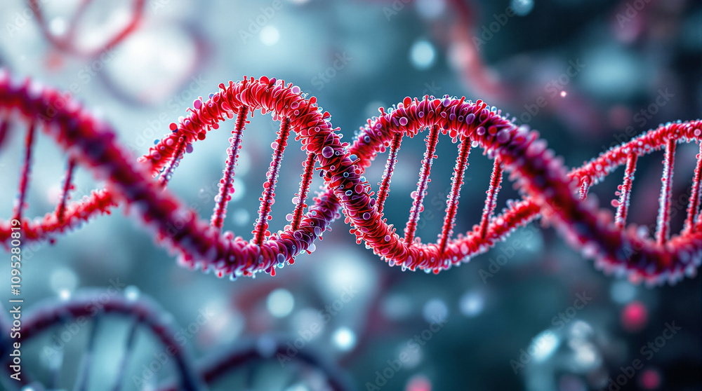 Poster detailed representation of dna strands showcasing their intricate structure and molecular features i
