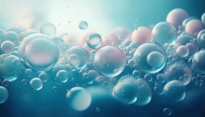 blue soapy abstract background with bubbles floating 