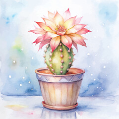 Potted holiday cactus adorned with bright red flowers and charm