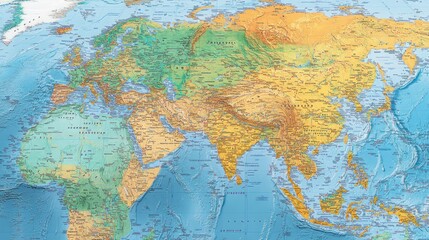 Detailed Physical Map Of Eurasia And Surrounding Oceans