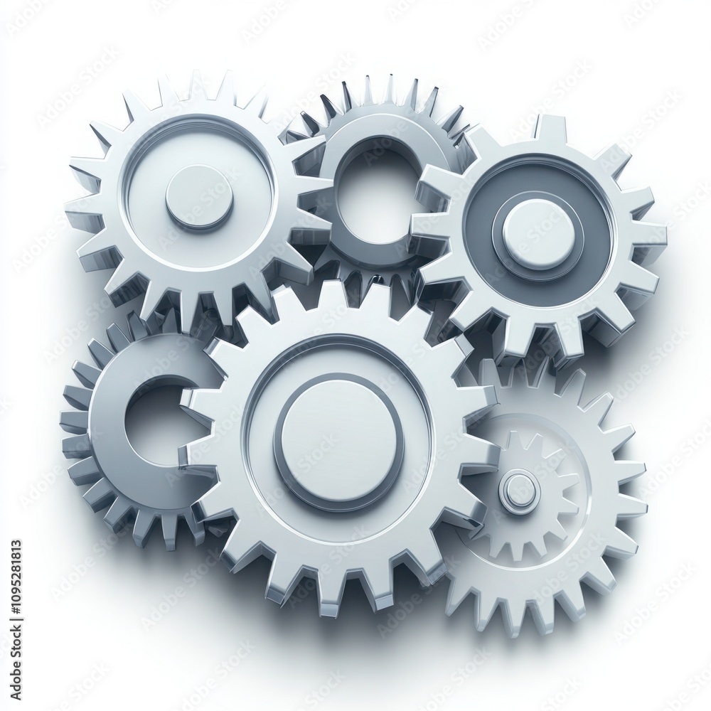 Aufkleber metallic gears arrangement showcasing precision engineering and industrial design in a modern abstra