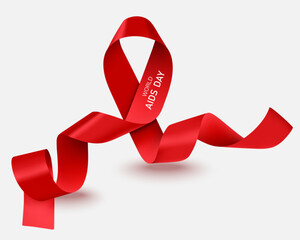 World AIDS Day is December 1st.Realistic red ribbon on a white background.