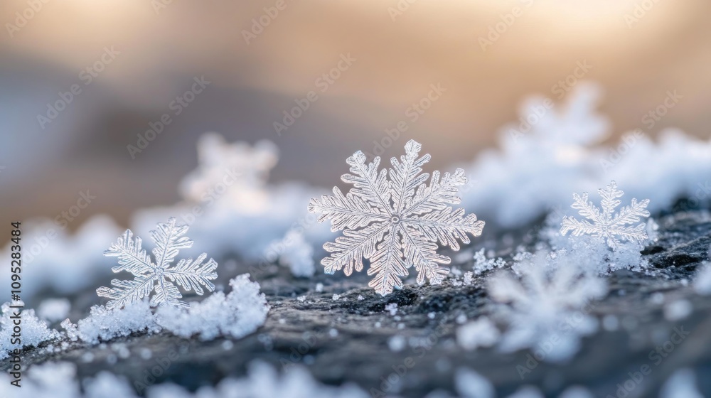 Poster A Delicate Snowflake Resting on a Rough Surface