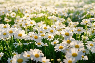 Tranquil Chamomile Field Bathed in Sunlight