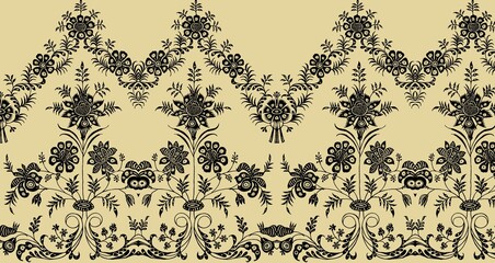 An amazing floral chintz digital border frame illustration for design pattern for prints 