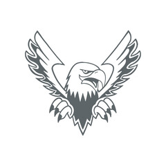 Eagle Mascot Logo silhouette Vector Wings Spread Design