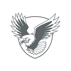 Eagle Mascot Logo silhouette Vector Wings Spread Design