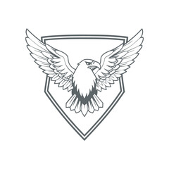Obraz premium Eagle Mascot Logo silhouette Vector Wings Spread Design