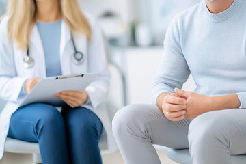 Fototapeta premium Doctor Patient Consultation Healthcare Medical Appointment Therapy Session Health Checkup