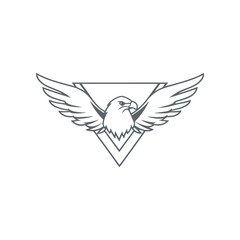 Eagle Mascot Logo silhouette Vector Wings Spread Design