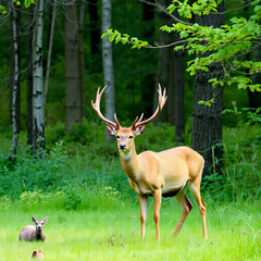 Naklejka premium Red deer in the nature habitat