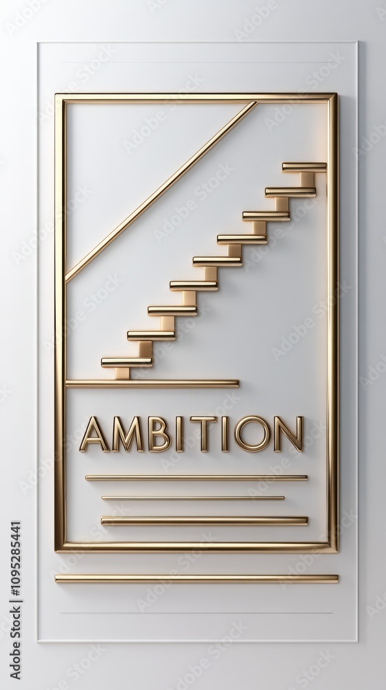 Poster ambition's ascent: an artistic representation of ambition visualized by a staircase leading upwards,