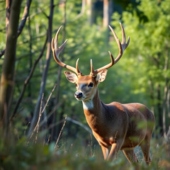 Fototapeta premium Red deer in the nature habitat