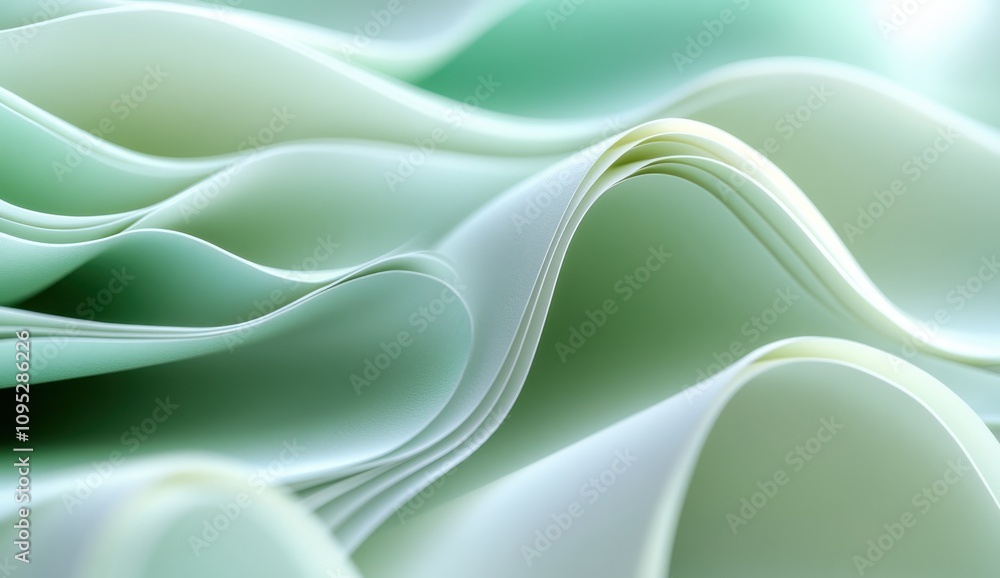 Aufkleber soft flowing waves of light green fabric textures creating a calm and serene atmosphere perfect for 