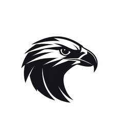 Obraz premium A minimalist, logo featuring a sleek and stylized black falcon head isolated on white background
