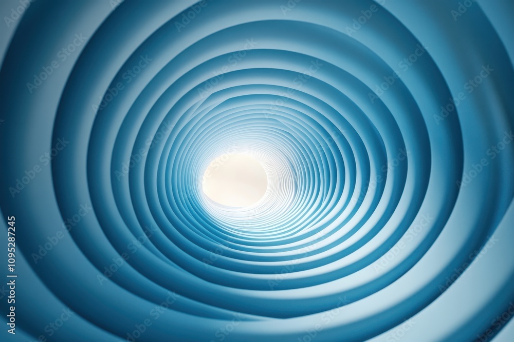 Poster abstract visual of a spiraling tunnel in varying shades of blue, creating a mesmerizing and calming 