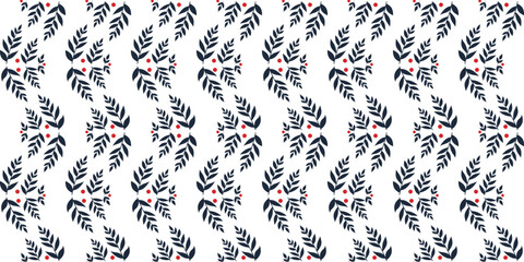Decorative pattern featuring leaves and berries in a repetitive, elegant design