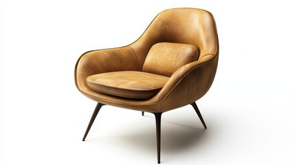 Naklejka premium Elegant brown leather armchair with modern design