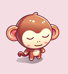 Cute Sleepy Monkey Chibi Character