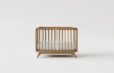 wooden crib for babies, combining two iconic baby bed designs in wheat and white