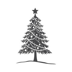 Christmas Tree Silhouette Vector for Holiday Design on white background.