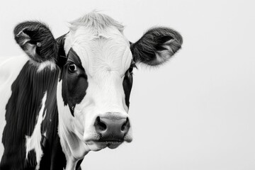Black and white cow isolated