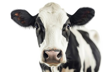 Black and white cow isolated
