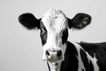 Black and white cow isolated
