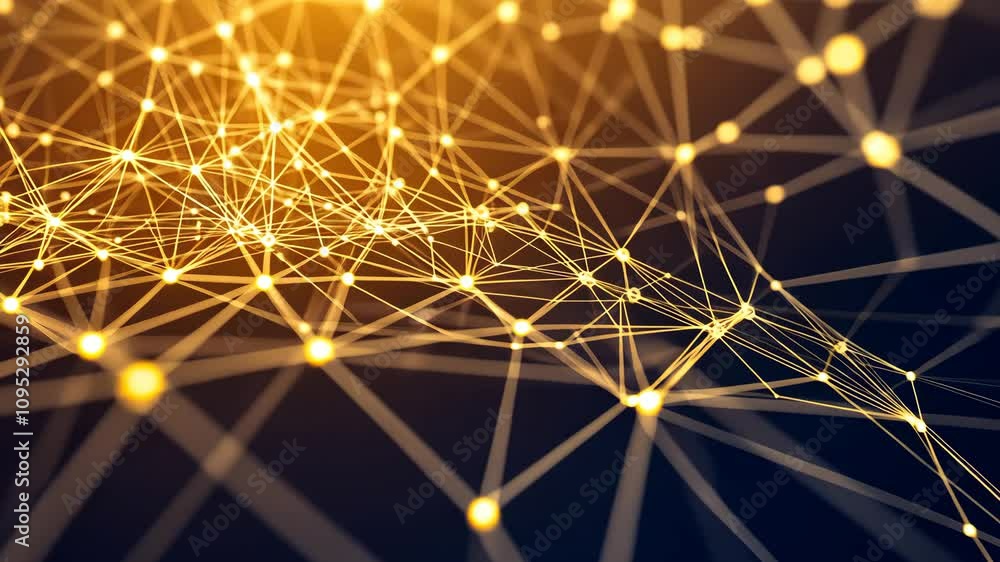 Poster abstract geometric background with glowing connecting lines and nodes creating a modern high-tech ne