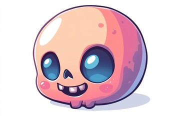 Obraz premium Adorable Cartoon Skull With Big Blue Eyes