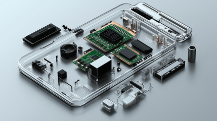 technical diagram of a portable battery charger, showcasing internal components and circuitry, labeled parts, and a clear layout, ideal for educational purposes