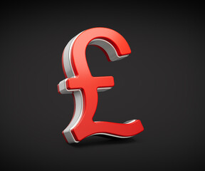 Obraz premium Bold Vibrant Red British Pound Currency Symbol With Sleek Metallic Gleam 3D Illustration