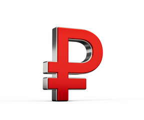 Obraz premium Bold Vibrant Red Ruble Currency Symbol With Sleek Metallic Gleam 3D Illustration