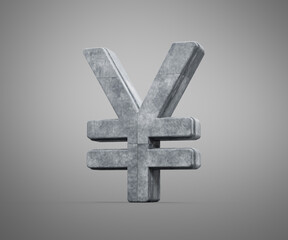 Fototapeta premium Grey Concrete Textured Japanese Yen Currency Symbol On Grey Background 3D Illustration