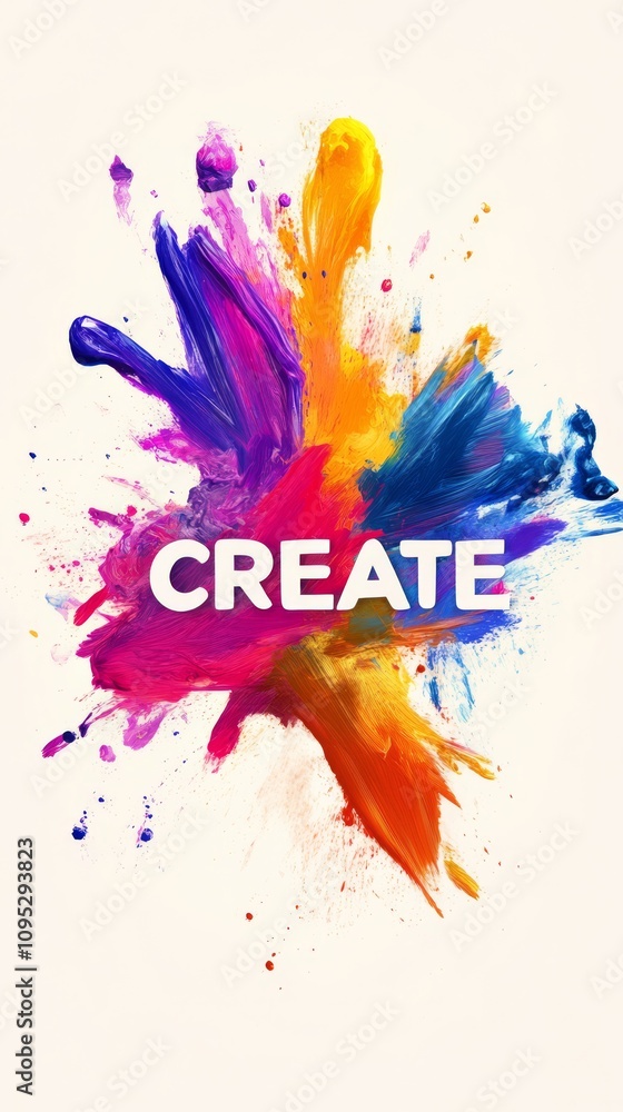 Poster create with passion: vibrant abstract paint splatter background with 