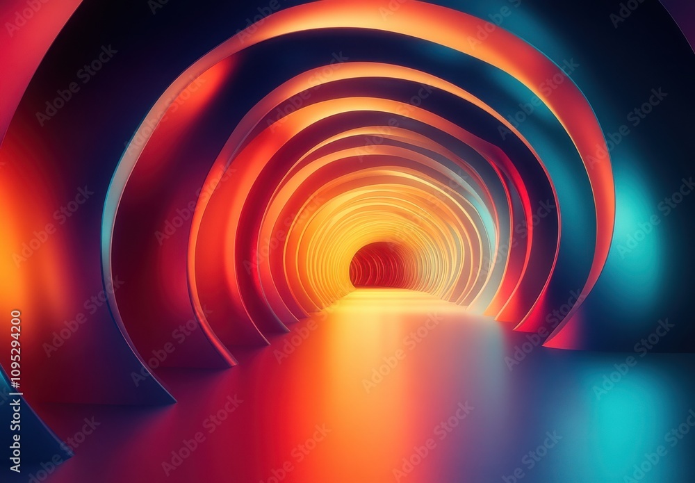 Aufkleber vibrant abstract tunnel with smooth curves and colorful lighting effects creating a hypnotic illusio