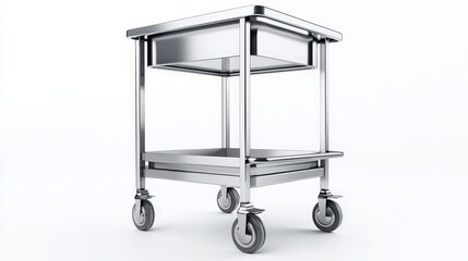 Stainless steel utility cart with swivel wheels for industrial and medical use