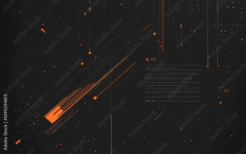 Aufkleber simple line graph with an upward arrow in orange, on a black background, minimalistic vector design.