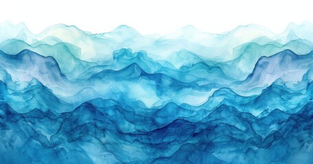 Fototapeta premium Abstract Blue Mountains Watercolor Painting