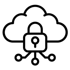 Secure Cloud Vector Icon Style  
