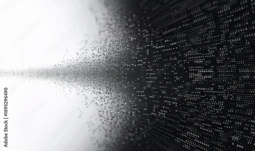 Fototapete digital technology background. digital data dots gray pattern pixel background.geometric abstract ba