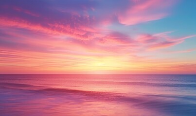 Blurred sunset sky and ocean nature background, Generative AI