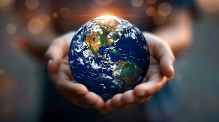 Fototapeta premium Globe in human hands, the concept of save the planet.