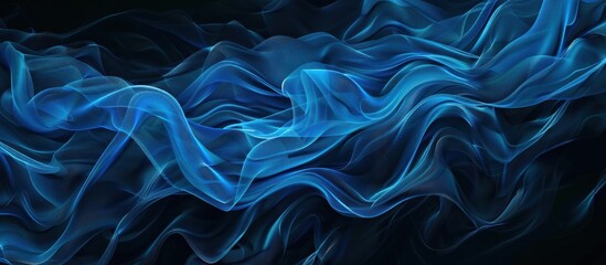 Obraz premium Abstract Blue Swirling Waves on Dark Background