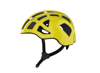 Yelow bicycle protective helmet isolated in transparent background png
