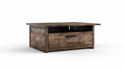 Rustic wooden coffee table with drawer and minimalist design