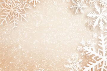 Elegant Snowflake Design on Beige Background 