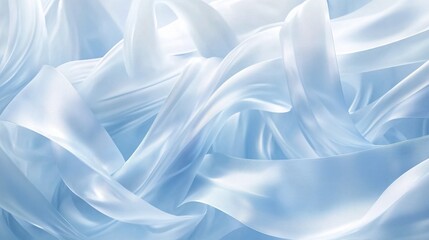 Fototapeta premium Glacial Elegance - Intricate 3D Rendering of Icy Ribbons and Abstract Frozen Shapes in Pale Blue and Silver Tones on Gradient Background from White to Navy