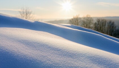 눈쌓인 언덕과 아침햇살